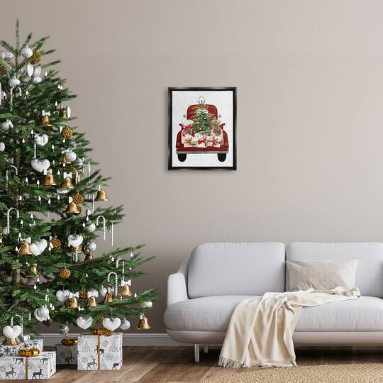 Stupell Industries Country Truck Christmas Gifts Framed Floater Canvas Wall Art